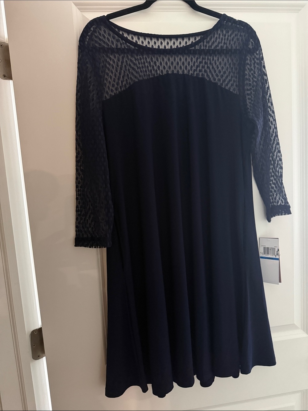 Women’s Navy Blue Lace Yoke A-Line Dress